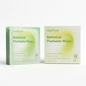 AquVryne Flushable Wet Wipes: Extra Large & DurableWet Toilet Paper, Plant-Based & pH-Balanced, Fragrance-Free for Sensitive Skin, Portable Travel Packs for Home,Office & Travel Freshness