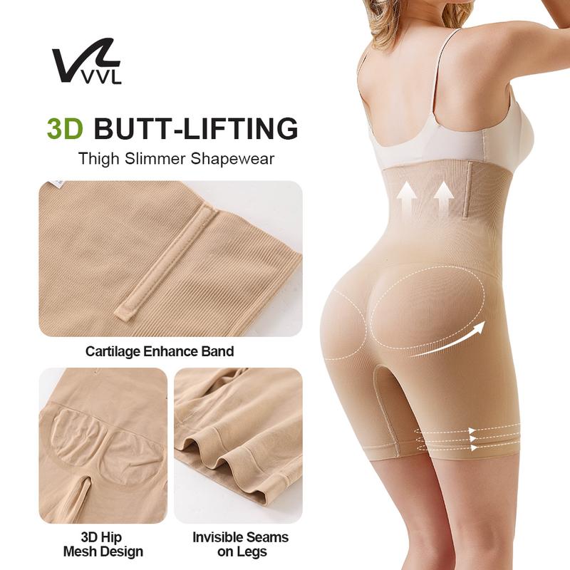 VVL Christmas Women's High Waisted Seamless Anti-Rolling Shapewear Breathable Comfortable Shorts Butt Lifting Suitable for Everyday Wear Clothes Shapewear