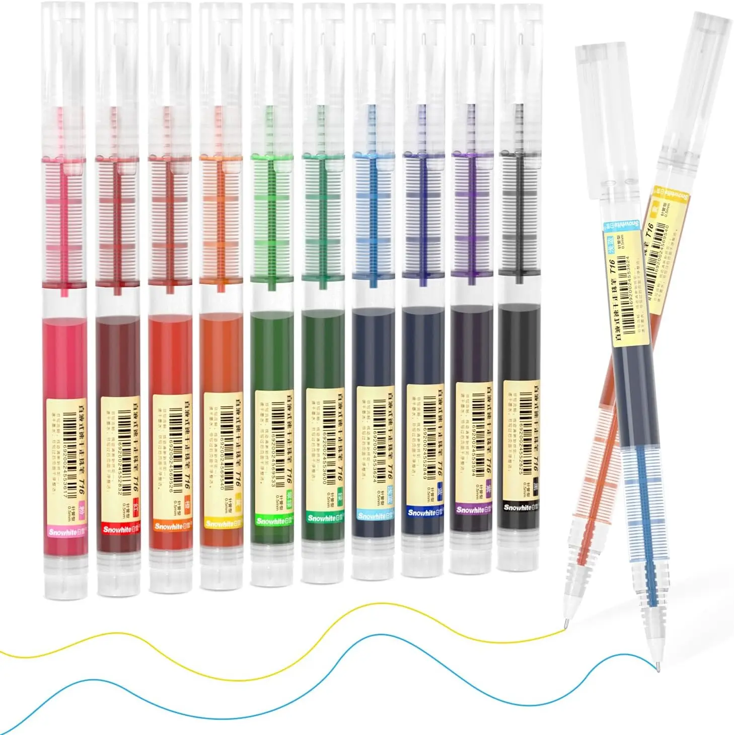 Shuttle Art Liquid Ink Rollerball Pens, 10 Bright Colors Quick Drying 0.5mm Extra Fine Point Long Lasting for Writing Journaling Taking Notes Doodling School Office Home