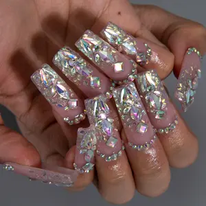 Lovful | NEW DROP Collection Handmade Acrylic Press On Nails | 10PCS Reusable | Salon Quality 3D Flower Rhinestones #DealsForYouDays