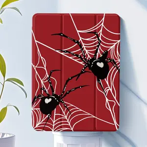 Spider Pattern Tablet Case with Pen Slot Design, Tri-fold Bracket Tablet Protective Cover, Tablet Protector for iPad