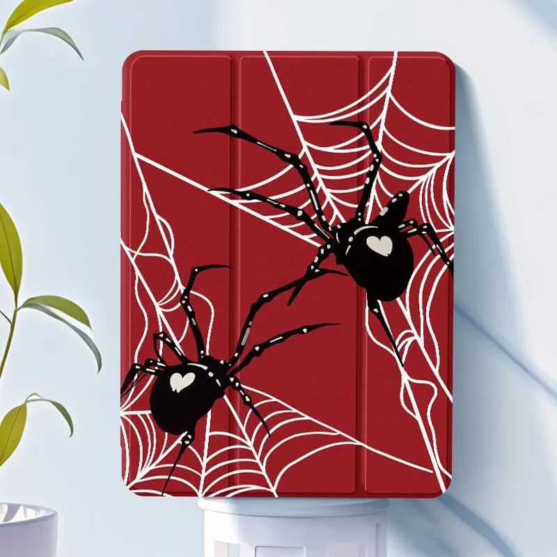Spider Pattern Tablet Case with Pen Slot Design, Tri-fold Bracket Tablet Protective Cover, Tablet Protector for iPad
