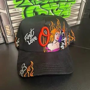 Dandy Hats X Oscar Ortiz First Love Hat with Flame Design and Embroidered Artwork