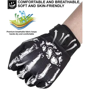 Unisex Skeleton Motorcycle Gloves - Lightweight Non-Slip Touchscreen Dirt Bike Gloves