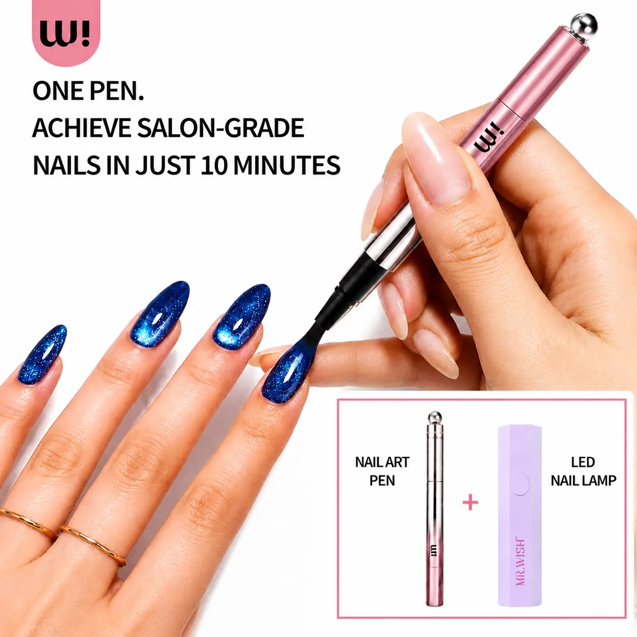 Mr.wish 7-in-1 Magnetic Cat Eye Gel Nail Kit with LED Lamp, Pink Magnetic Nail Polish Bottle, Aurora Shine Gel Polish Pen Set, Simple DIY Manicure for Beginners Adults, Cosmetic, Gel Nail Kits