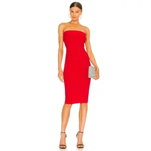Norma Kamali x REVOLVE Strapless Dress to Knee Dress in Red