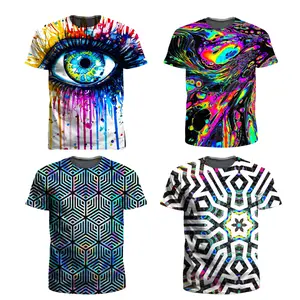 Rainbow Magma Men’s T-Shirt, Psychedelic 3D Trippy Tee, Holographic Hexagon Graphic Shirt, Cosmic Rave Dreamcore Neon Streetwear, EDM Festival Bass Music Aesthetic Gift, Menswear Trippy Tshirt