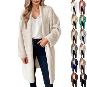 Yousify Women's Chunky Knit Open Front Long Cardigan - Comfy, Loose-Fitting Fall Essential Tops, Oversized Slouchy Coatigan for Womenswear Knitwear