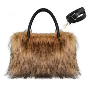 New Faux Fur Handbag Shoulder Purse Shoulder Crossbody Bag, Grab Handle & Strap, Fashion Design, Multiple Colors, Perfect Daily Accessory,Women's Shoulder Handbags Faux Fur Tote Bag Fluffy Satchel Handbags for Women, Mom, Friend, Bridesmaids