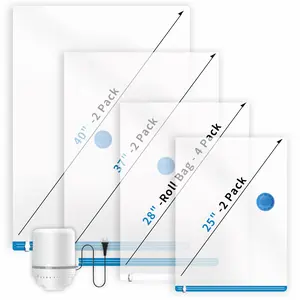 Casabella Vacuum Storage Bags Set with 5000PA Electric Pump 10 Pack 25in 37in 40in Compression Bags & 28in Roll-Up Bags for Clothes Bedding Comforters Blankets Moving & Travel Organization