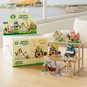 Educational Building Block Windmill House Toy Gifts Set, Six-Pack Gifts Box Edition, Handmade Artwork for Home & Office, DIY Building Block Model Toy, Creative Home Decor Gifts