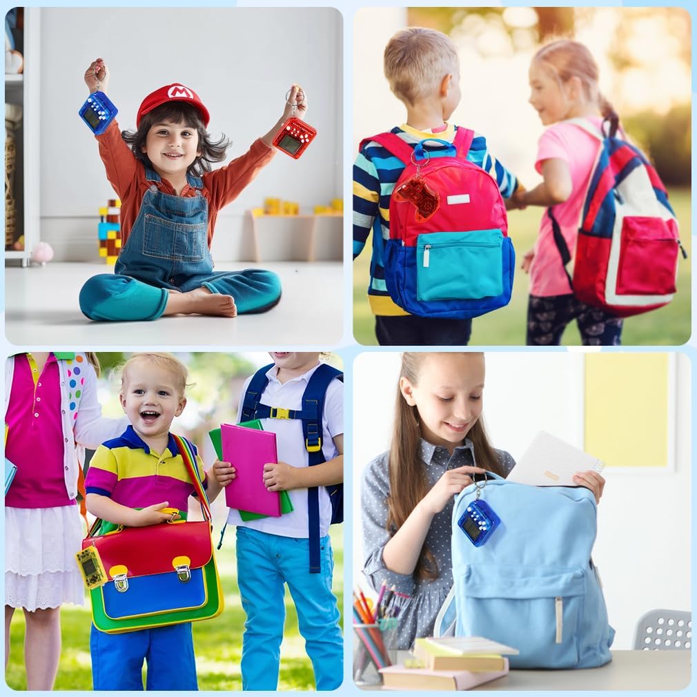 6PCS Video Game Party Favors | Mini Gaming Keychains 8-Bit Handheld Toys for Kids Birthday Party Supplies, Return Gifts, Goodie Bag Fillers