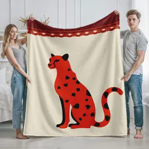 Red Cheetah Print Cozy Blanket for Living Room and Bedroom Use  Perfect Gift for Animal Lovers and Wildlife Enthusiasts  Ideal for Christmas  Thanksgiving  Housewarming  and Holiday Season  Stylish and Warm Throw