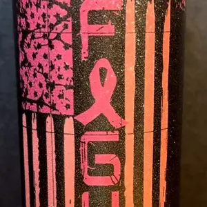 Fight Cancer 20 oz Glitter Tumbler with Pink Ribbon Design for Awareness and Support