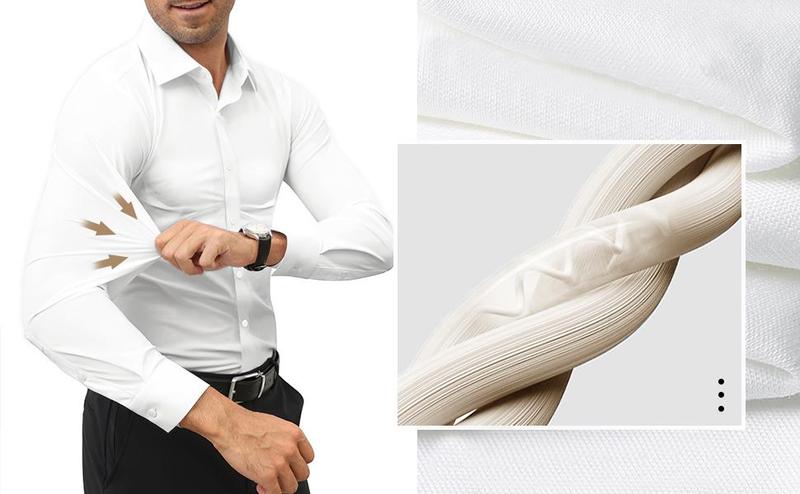 Alimens&Gentle Dress Shirts 16-Way Stretch Slim Fit Long Sleeve Button Down Shirts Wrinkle Free Traveler Shirts Alimens&Gentle Dress Shirts 16-Way Stretch Slim Fit Long Sleeve Button Down Shirts Wrinkle Free Traveler Shirts