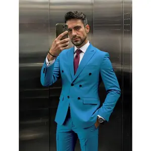 Mens 2-Piece SUIT SET | Slim Fit Double-Breasted Blazer & Pants | WEDDING/BUSINESS READY!