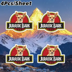 4Pcs Jurassic Bark funny Chihuahua Sticker