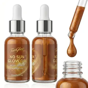 [Buy 1 get 1]TanGlow No Sun Glow Oil - Instant Bronze Self Tanning Drops, 2-in-1 Aesthetic Cosmetic Body Care Primer & Tanning Serum, Streak-Free Natural Sunkissed Glow for All Skin Types, Face & Body Use, 1.01 fl.oz