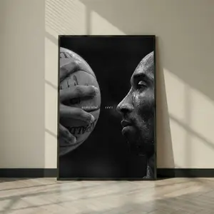 Kobe Bryant Poster, Mamba Mentality Wall Art, Motivational Basketball Print, Lakers Decor, Black Mamba, Man Cave Gift ( Unframed - Print Only )