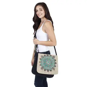 Natural Hemp-Cotton Eco Mandala hippie boho Cross body Messenger Bag sling Bag