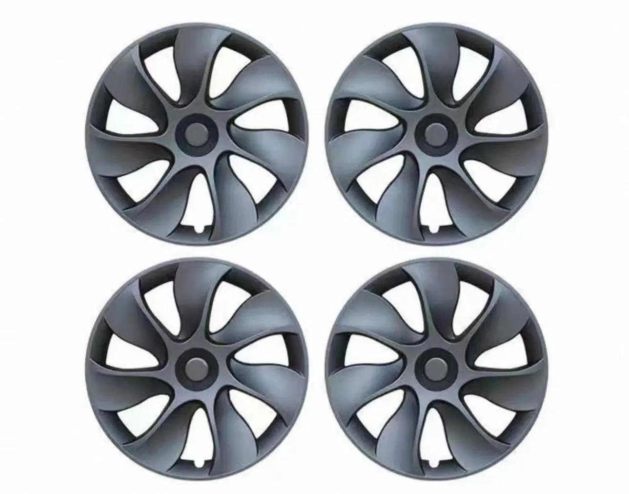 19-Inch Matte Black Cyclone Style Wheel Cover Set, 4-Piece, Compatible with 2020-2025 Tesla Model Y Car Exterior Decoration Accessories