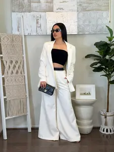 Relaxed-Fit Cream Blazer Set