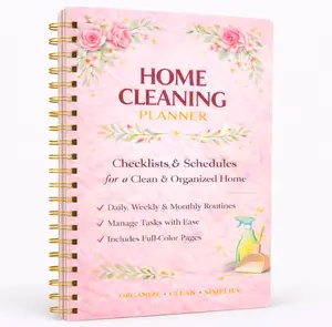 Home Cleaning Planner & Checklist Book for Women Adults – Daily, Weekly & Monthly Cleaning Schedule and Checklist, Housekeeping Organizer with Cleaning Lists, Spiral Bound Cleaning Book Planner XIMDY