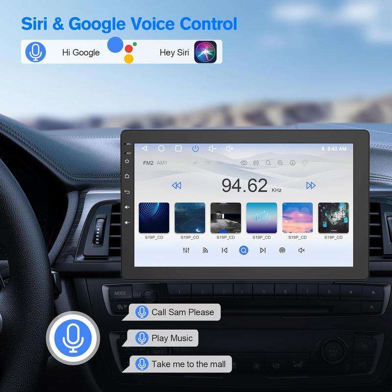 Haudio 10.1" Rotatable Touch Screen Car Stereo Single Din - Android 13, Wireless CarPlay/Android Auto, 4-Core CPU, 2GB+32GB, GPS Navigation, Hi-Fi Sound, Bluetooth 4.2, AHD Backup Camera (Vertical Fit)