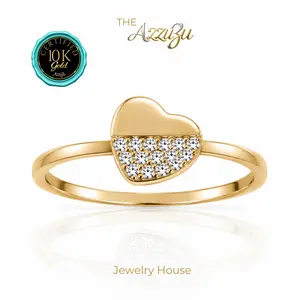 The AzzuZu 10K Yellow Gold "Half Heart" Pavé Ring