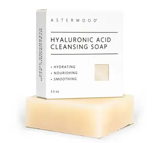 Asterwood Hyaluronic Acid Cleansing Face Soap - Collagen Boosting, Hydrating, Plumping, Soothing - Fragrance-Free - Suitable for Sensitive Skin - 3.5 Oz