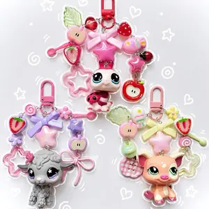 Littlest pet shop and mini lps Keychain Charms - Cute Character Designs with colorful Hooks for Kids' Accessories