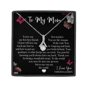 To My Mom Eternal Heart Zircon Pendant Necklace for Mother,Gift Box Included, Perfect for Mother's Day Birthday Christmas