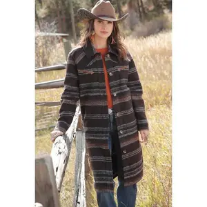 Cruel Denim Women's Brown Western Stripe Sweater Duster CWJ7454002