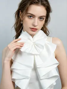 French spring new style Korean version women's shirt ruffled collar professional commuting women's white shirt outerwear false collar