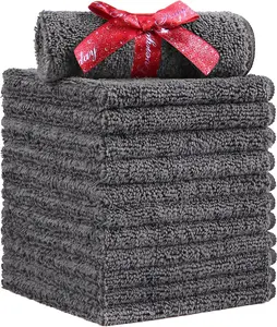 HOMEXCEL Microfiber Washcloths 12 Pack, Highly Absorbent and Soft Face Towel, Multi-Purpose Grey Wash Cloths for Bathroom, Hotel, Spa, Gym, and Kitchen, 12x12 Inch