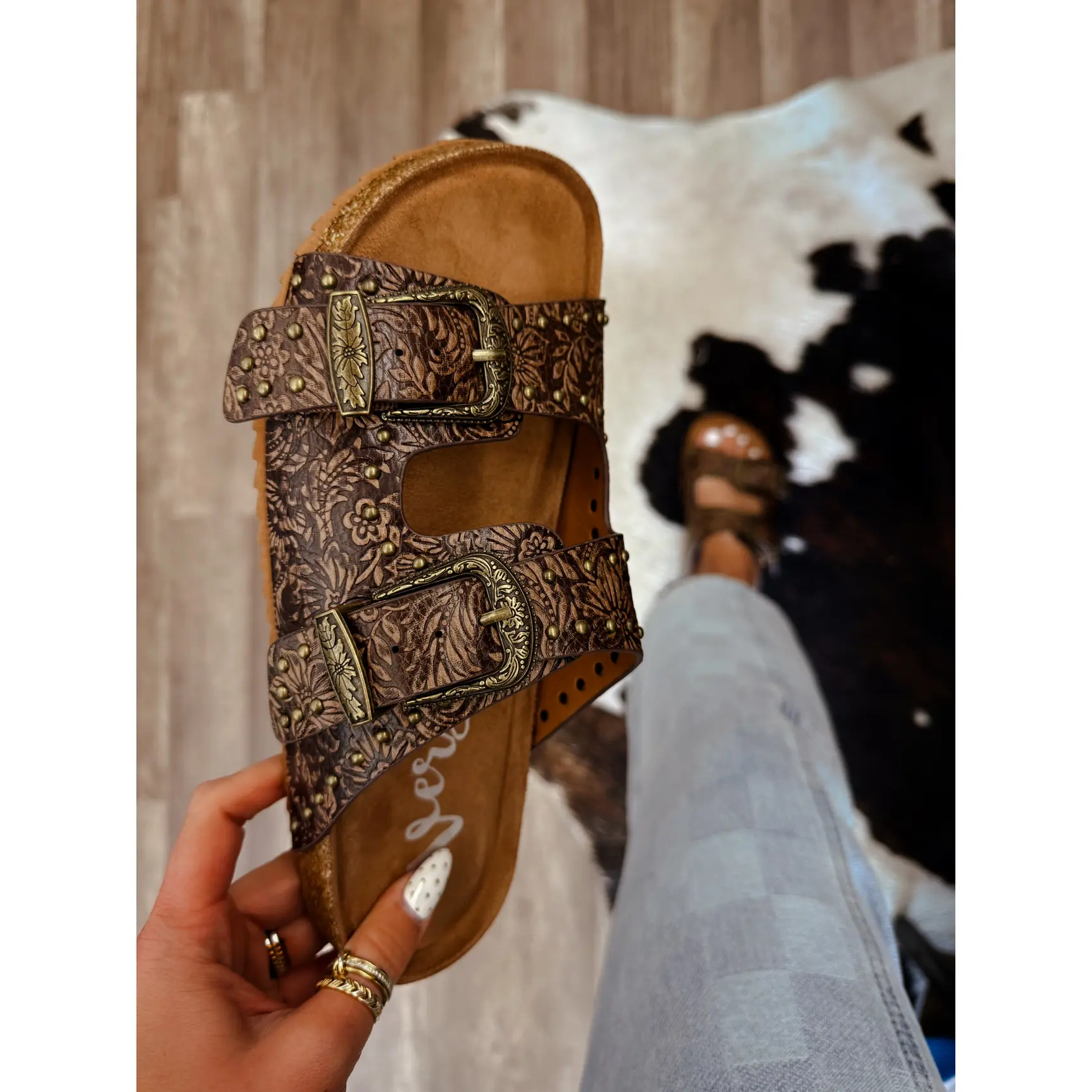 Lainey Studded Sandals- Chocolate