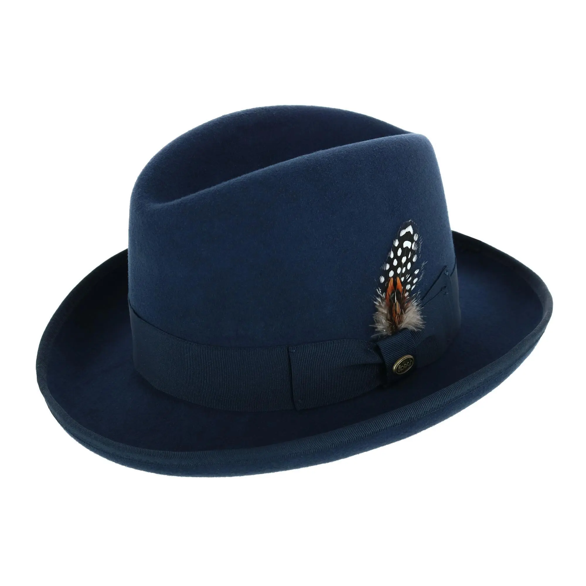 Epoch Hats Company Men's Wool Felt Homburg Godfather Hat with Feather