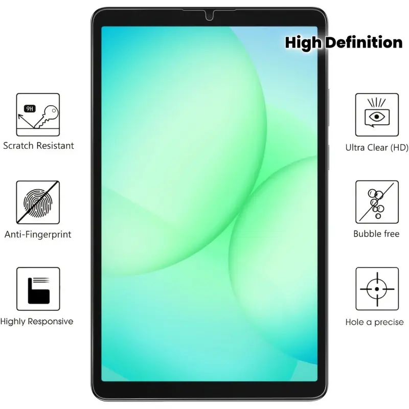 2-piece set suitable for Samsung A11 Tab A9 8.7-inch tablet screen protector, high-definition tempered glass film, Highly Responsive, HD, Scratch Resistant, Protection, Durability, Protective Shield