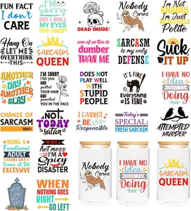 UV DTF Cup Wraps   Sheet Sarcastic UV DTF Cup Sticker for Mug Glass Water Bottle, Funny Sticker for Adult, DIY Crafts for Notebook Luggage Laptop Car, Waterproof Rub on Transfer Decal