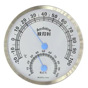 High-precision stainless steel wall-mounted indoor analog thermometer and hygrometer for home use, sauna room, and greenhouse