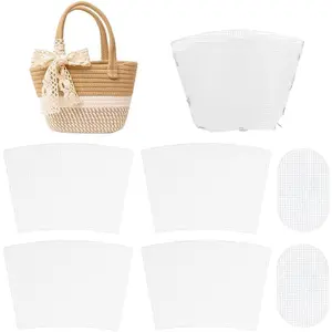 2 Sets Clear Mesh Plastic Canvas Sheets for Embroidery, Blank Needlepoint Canvas Sheets for Crochet Bucket Bag Making, DIY Knit Crochet Projects Handmade Bag Weaving Kit, White
