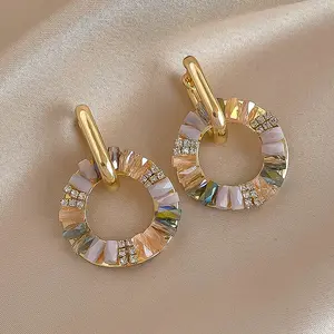 Vintage Double Layer Zircon Hoop Earrings for Women