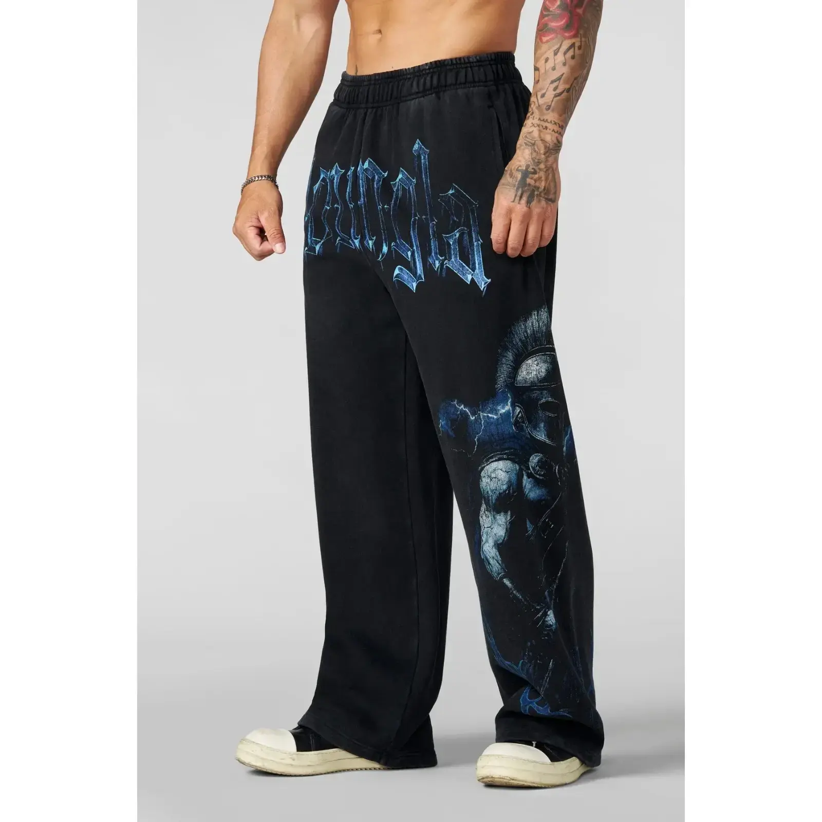 Men’s Yla Hip Hop Sweatpants Black Graphic Print Loose Casual Streetwear Pants