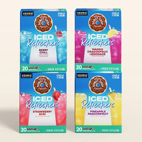 The Original Donut Shop Iced Refresher K-Cup Pods - Higher Pod Counts - Keurig Iced K-Cup Pods - At Home Iced Refreshers - Summer Iced Beverage