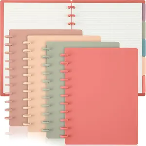 4 Sets Discbound Notebook, 8.5" x 11" Customizable Notebook Letter Size Includes Discs 5 Tab Note Dividers College Ruled Removable Pages Refillable Subject Journal for Office(Vibrant Color)