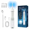 MDLIKE Cordless Battery Powered Water Flosser Kit for Adults - Cleansing Oral Irrigator, IPX6 Waterproof Plastic Device, LED Light, 3 Cleaning Modes, 3 Vibration Levels, 80ml, Rechargeable with Built-in Batteries & Cells for Tartar Removal