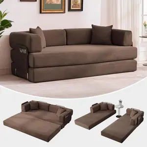 Garvee 5-in-1 Convertible Corduroy Sleeper Sofa Bed - 78.8" Modular Floor Futon with Sturdy Frame, Multi-Functional Loveseat Daybed Couch for Living Room and Guest Room, No Assembly Required