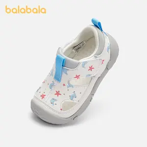 Balabala Toddlers' Closed-Toe Fashionable Breathable Sandals - Marine & Cartoon Print, Playful Flat Shoes, Casual Outdoor Kids' Footwear