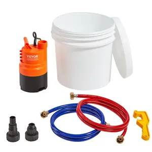 VEVOR High-Power Tankless Water Heater Descaling Kit, with PVC-Coated Hoses, Submersible Water Pumps, 3.7 Gal Pail, Wrench, Quick-Install Adapter, Anti-Corrosion Easy-Start Design