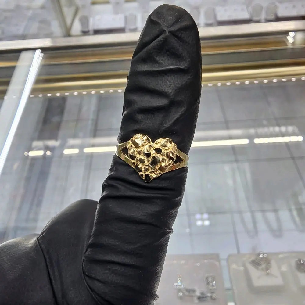 14k Nugget Ring Solid Gold - Elegant and Durable